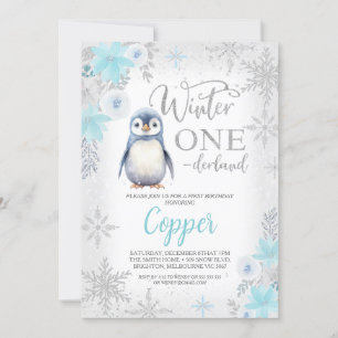 Zilveren Glitter Pinguïn Winter Onederland Verjaar Kaart