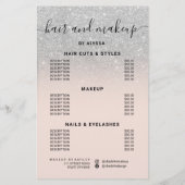 Zilveren glitter prijzen logo roze We zijn open Flyer (Achterkant)