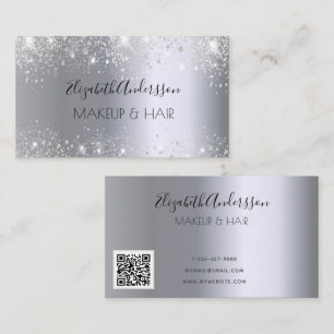 Zilveren glitter QR-code elegant Visitekaartje