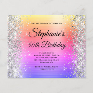 Zilveren Glitter Regenboog Folie Monogram 50e Verj Flyer