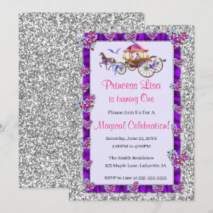 Zilveren Glitter Royal Princess Verjaardag Kaart