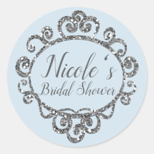 Zilveren Glitter Schitterende Verjaardagsfeest Fav Ronde Sticker