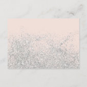 Zilveren glitter script blush roze wensengoed informatiekaartje (Achterkant)
