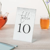 Zilveren Glitter Script Bruidstaal Tafelnummer  Reclamebord Met Voetstuk (Insitu)