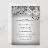 Zilveren Glitter Sneeuwvlok Masquerade Quinceanera Kaart (Achterkant)