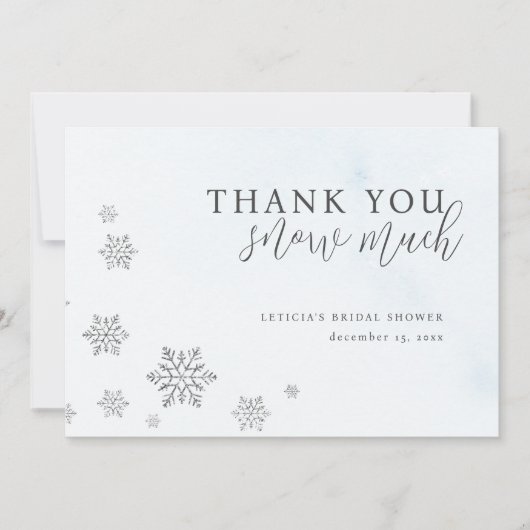 Zilveren Glitter Sneeuwvlokken Winter Bruidsfeest Bedankkaart (Voorkant)