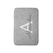Zilveren Glitter Sparkle Monogram Badmat (Voorkant Verticaal)