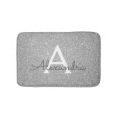 Zilveren Glitter Sparkle Monogram Badmat (Voorkant)
