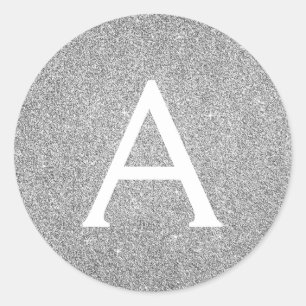 Zilveren Glitter & Sparkle Monogram Verjaardag Ronde Sticker