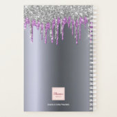 Zilveren glitter sparkle paarse aangepaste foto planner (Achterkant)