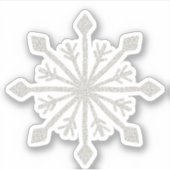 Zilveren Glitter Sparkle Sneeuwvlok Sticker (Voorkant)