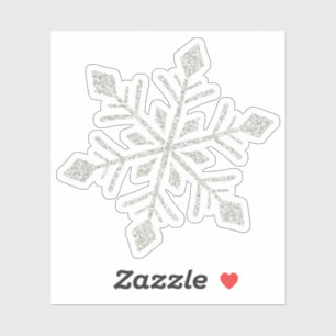 Zilveren Glitter Sparkle Sneeuwvlok-vormige Knipse Sticker