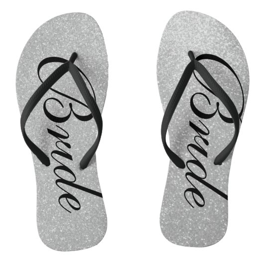 Zilveren glitter strand bruiloft teenslippers voor (Voetbed)