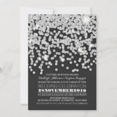 zilveren glitter string lichten bruiloft uitnodigi kaart (Voorkant)