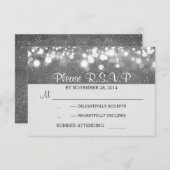 zilveren glitter string lichten romantische bruilo RSVP kaartje (Voorkant / Achterkant)