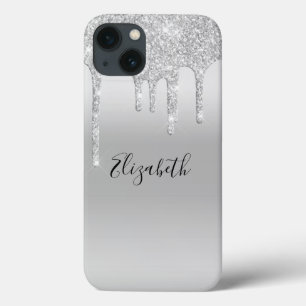 Zilveren Glitter Trend Monogram iPhone 13 Hoesje