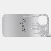 Zilveren Glitter Trend Monogram Case-Mate iPhone Case (Achterkant (horizontaal))