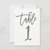 Zilveren Glitter Trendy Modern Schrift Tafel Numme Kaart (Voorkant)