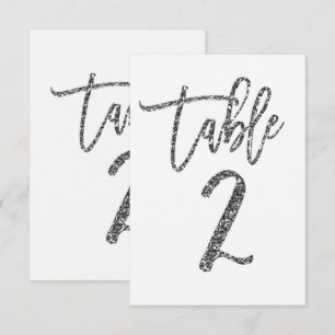 Zilveren Glitter Trendy Modern Schrift Tafelnummer