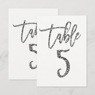 Zilveren Glitter Trendy Modern Schrift Tafelnummer