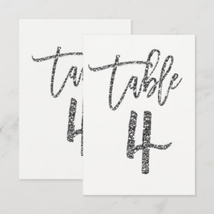 Zilveren Glitter Trendy Modern Schrift Tafelnummer