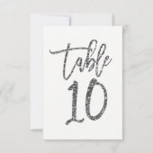 Zilveren Glitter Trendy Script Tafelnummer 10 Tien (Achterkant)