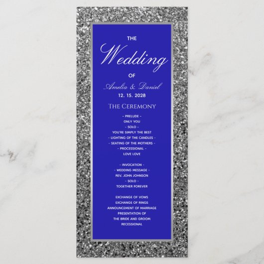 Zilveren Glitter Trouwprogramma Programma (Voorkant)