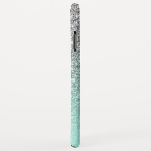 Zilveren glitter turquoise blauw ombre monogram Case-Mate iPhone case (Achterkant/rechts)
