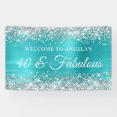 Zilveren Glitter Turquoise Blauwe Folie 40 & Fabul Spandoek (Horizontaal)