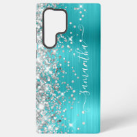 Zilveren Glitter Turquoise Blauwe Meisjesachtige H