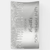 Zilveren glitter van de feestdag druipt glans spandoek (Verticaal)