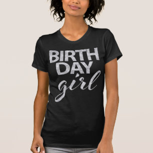 Zilveren Glitter Verjaardagsmeisje Shirt