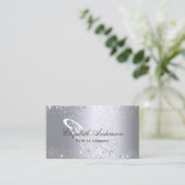 Zilveren glitter vlinder qr code foto visitekaartje (Staand voorkant)