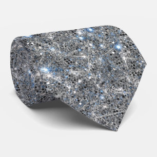 Zilveren Glitter Vonken Bruiloft  Stropdas