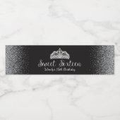 Zilveren Glitter, zoet 16 Waterfles Etiket (Enkel label)