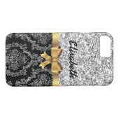 ZILVEREN GLITTER ZWART DAMASKUS GOUDEN BOOG MONOGR Case-Mate iPhone CASE (Achterkant (Horizontaal))