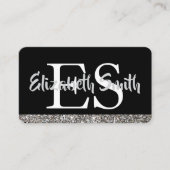 Zilveren Glitter Zwart en wit Visitekaartje (Voorkant)