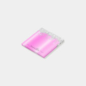 Zilveren Glitterdruppels Magenta Glans Post-it® Notes (Schuin)