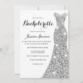Zilveren Glitterjurk Bachelorette Feest Uitnodigin Kaart (Voorkant)