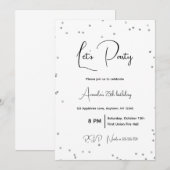 Zilveren Glitters Volledig Aanpasbaar Feest Kaart (Voorkant / Achterkant)