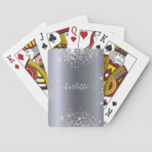 Zilveren glitterscript met naam pokerkaarten (Achterkant)