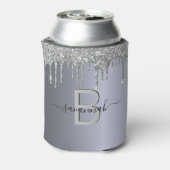 Zilveren glitterslierten naam monogram feest blikjeskoeler (Blikje Achterkant)