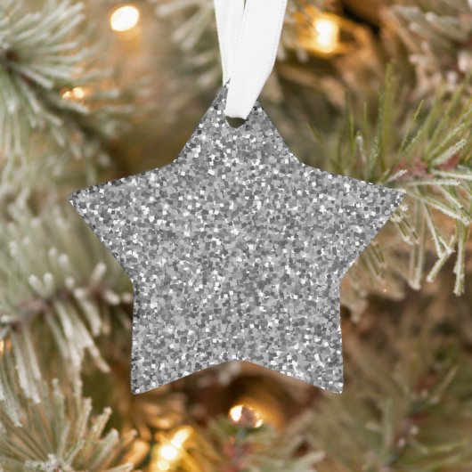 zilveren glitterster ornament (Boom)