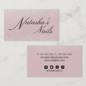 Zilveren Glitterstof en Roze Visitekaartje (Voorkant / Achterkant)