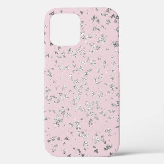 Zilveren glittervlokken en blos Case-Mate iPhone case (Achterkant)