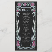 Zilveren Gotische Kist Roos Zwart Trouwmenu Menu (Voorkant)