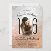 Zilveren Gouden Glitter Ombre Halo foto Zoet 16 Kaart (Voorkant)