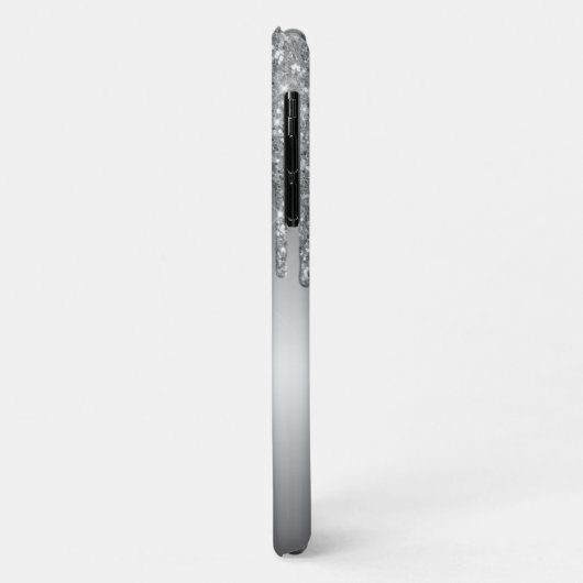 Zilveren Grijs Glitter Drip Ombre gepersonaliseerd Case-Mate iPhone Case (Achterkant/links)