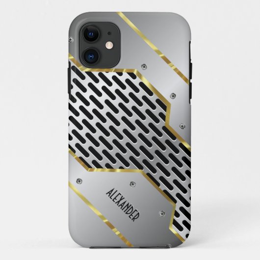 Zilveren Grijs & Goud Glanzende Metallic Look Case-Mate iPhone Case (Achterkant)