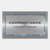 Zilveren Grijs Roestvrij Staal Kijk Blauw Accenten Rechthoekige Sticker (Voorkant)